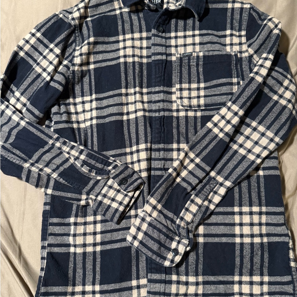 Hollister Black and Tan Plaid Shirt